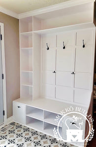 Drawer Bench & Stacked Cubbies