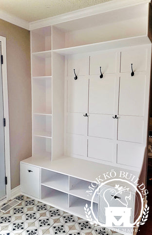 Drawer Bench & Stacked Cubbies